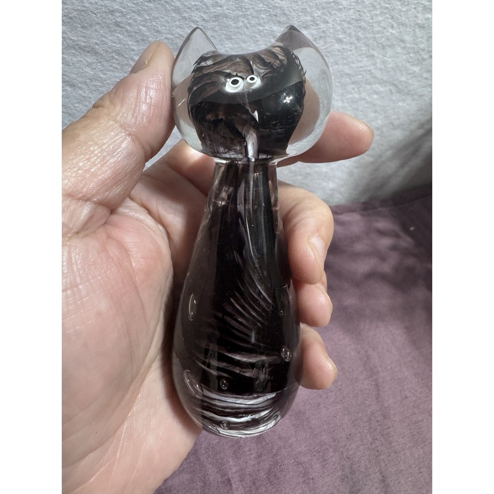 CATHERINE LABONTĖ Quebec‎ Art Glass Cartoon Cat 4." Tall. Purple. - Picture 8 of 16